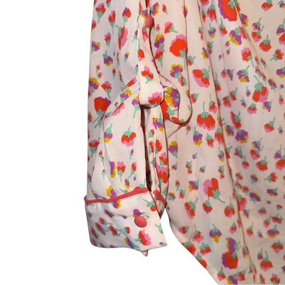 MODCLOTH Podcast Co-Host Floral Blouse Top Falling Blossoms Long Sleeve Medium - Picture 11 of 15